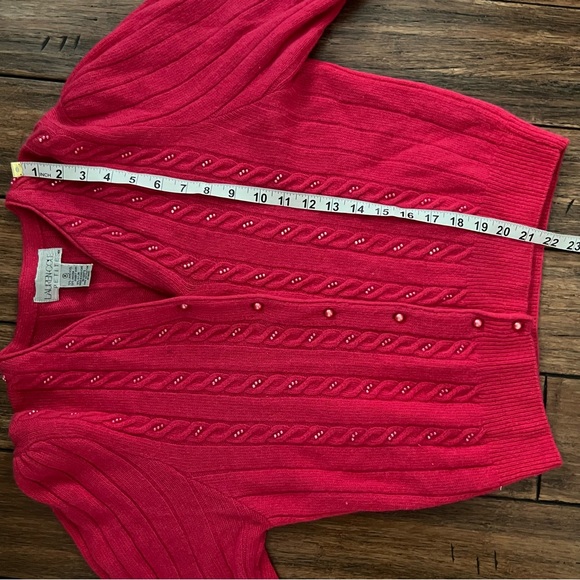 Vintage Lauren Cole Lambswool Angora Cardigan Medium Petite Pink Feminine Girlie - Picture 11 of 13